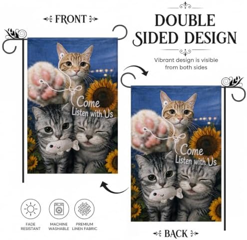 Cute Cat Garden Flag Sunflower Outdoor Farmhouse Yard Fall Decor 12×18 - Image 3