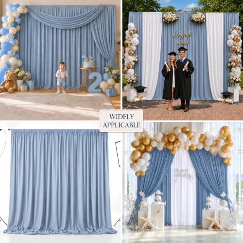 20x10 FT Dusty Blue Backdrop Curtains for Weddings, Parties and Photo Booth - Image 6