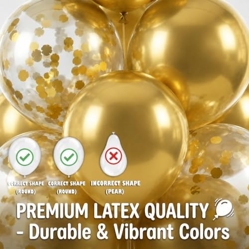 Balloon Column Kit Set of 2 With Confetti Balloons Included - Balloon Tower with Stand, Base, and Pole,Backdrop Decoration for Wedding, Baby Shower, Birthday Party, or Bachelorette Parties (Gold) - Image 3