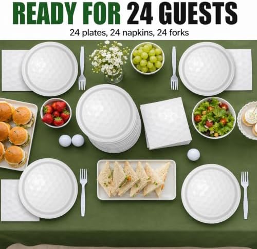 72 Pcs Golf Plates Napkins and Forks Set, 7 Inch, Serves 24 Guests - Image 5