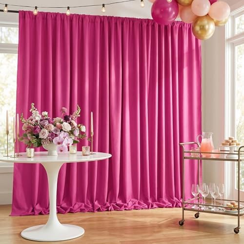 Hot Pink Backdrop Curtains 10ftx10ft Birthday Polyester Photo Drapes - Image 5