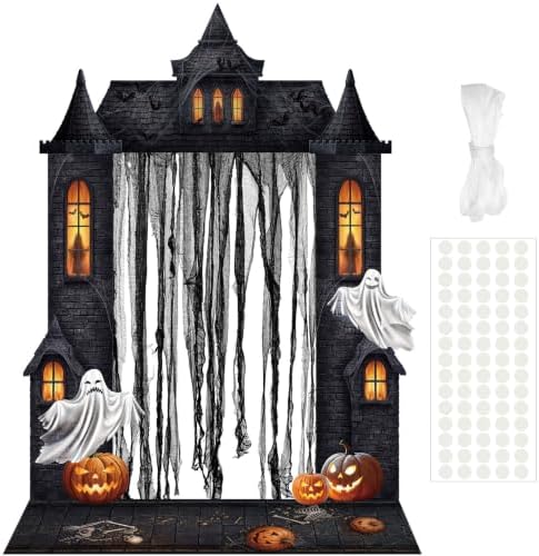 VitalCozy 7 Pcs Halloween Party Decorations Haunted House Castle Backdrop by VitalCozy