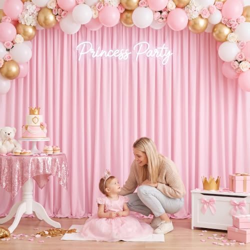MEETSKY Pink Backdrop Curtains,Birthday Backdrop Drapes,5ft x 8ft,2 Panels - Image 4