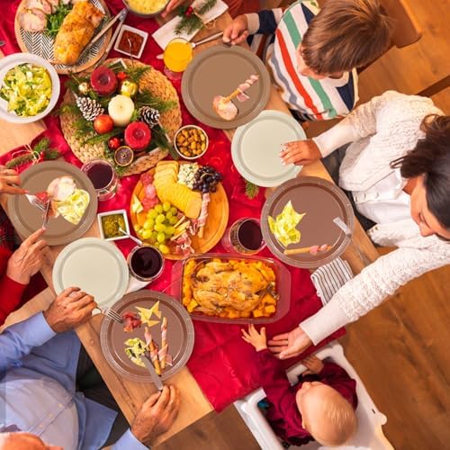 180Pcs Brown Party Supplies Boho Paper Plates and Napkins Serve 60 - Image 5
