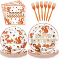 96Pcs Fall Squirrel Party Decorations Animal Woodland Plate, Serves 24 by Grencian