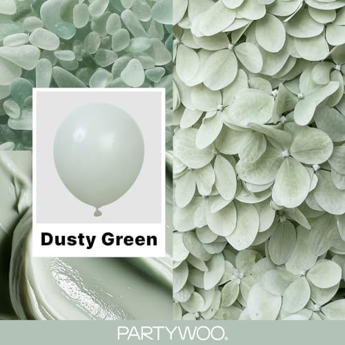 PartyWoo Dusty Green Balloons 50pcs Sage Olive Eucalyptus Green Boho Color - Image 2
