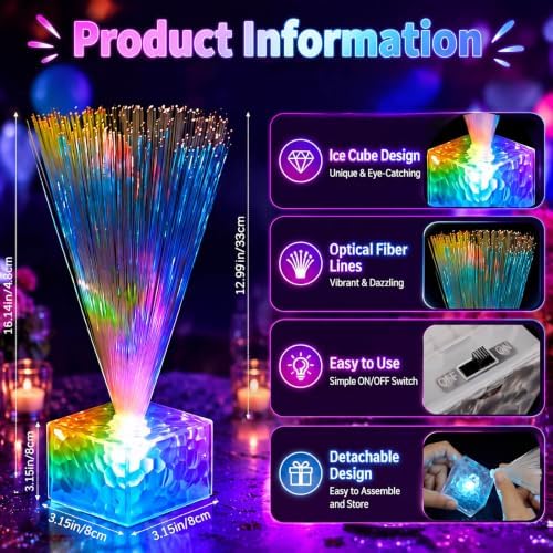 Amylove 4 Pcs Mini Fiber Optic Lamp Glow Party Favors, Clear, 16 Inch - Image 2