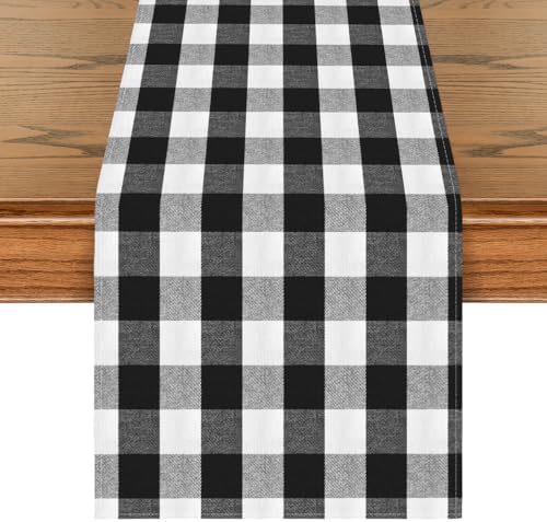 Artoid Mode Black and White Buffalo Check Summer Table Runner 13x36 Inch by ArtoidMode