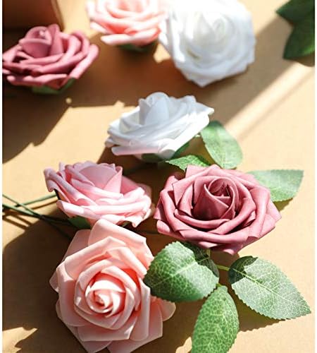 AmyHomie Rose Shades Rose 25pcs Real Looking Artificial Flowers w/Stem - Image 3