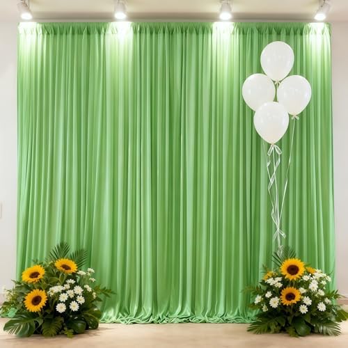 Sage Green Backdrop Curtain 10x10ft - Wrinkle Free Polyester Photo Curtain Backdrop Wedding Back Drop Fabric Drapes for Party Decorations Background for Photography - Image 2