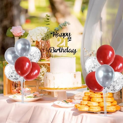 TONIFUL 4 Set Red Sliver Balloon Stand Balloon Centerpieces for Table Decor - Image 6