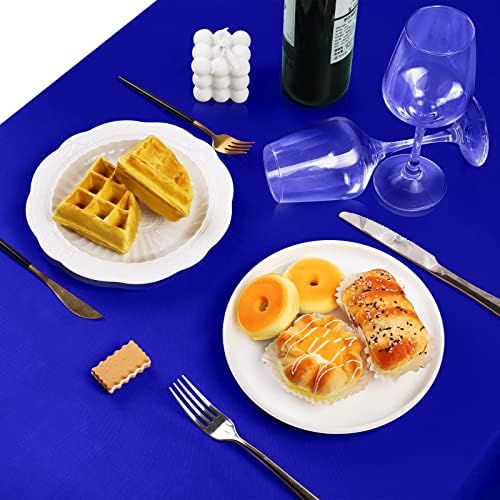 TURSTIN 4 Pack Royal Blue Satin Tablecloth 102 x 58'' Overlay Table Cover - Image 5