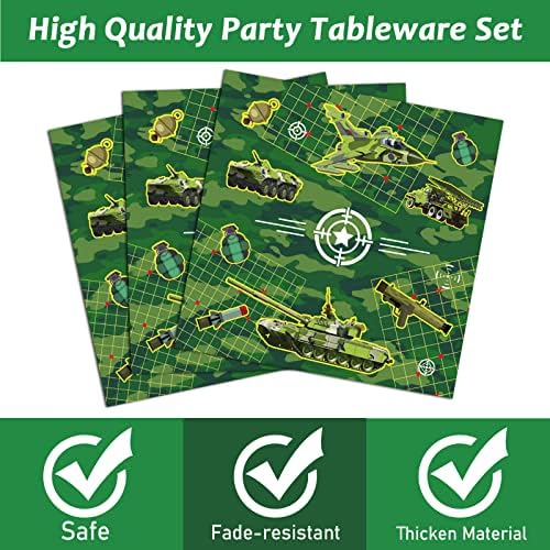 gisgfim 50 Guests Army Birthday Party Decorations Camo Birthday Party Supplies Army Party Plates and Napkins Military Soldier Camouflage Party Decorations Favors for Birthday Baby Shower 200 PCS - Image 4