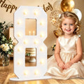 Pooqla 8th Birthday Decorations, 17.3 in White Wooden Light Up Numbers 8 by Pooqla