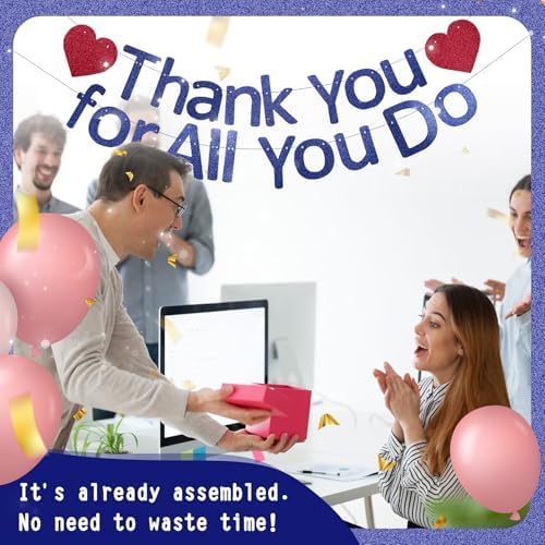 Thank You Banner Staff Appreciation Banner for Employee Appreciation Decorations Teacher Thanks Volunteer Events Office School Organization Thank You Parties (Navy Blue) - Image 6