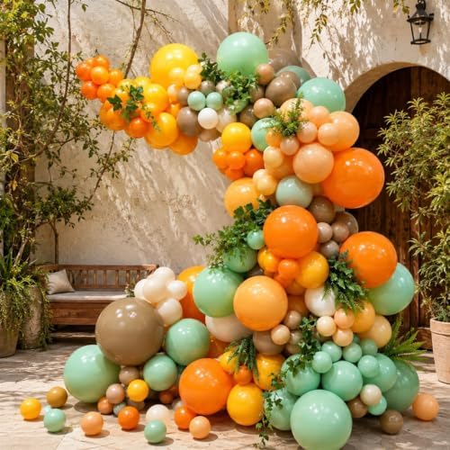 Orange Green Balloons Garland Arch Kit Fall Autumn Balloon Party Decoration - Image 4