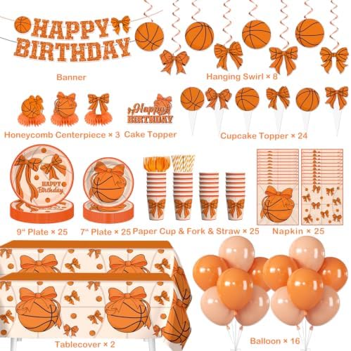 Yingto 215PCS Basketball Birthday Decorations for Girl Serves 25 - Image 2
