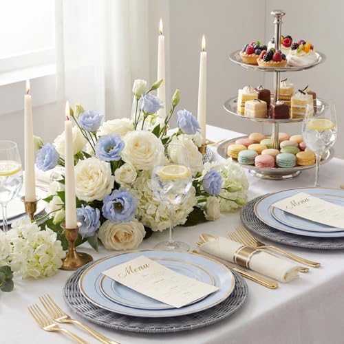 WDF Partyware 175PCS Blue Plates Disposable - Baby Blue Plastic Plates - 25Guests Plastic Dinnerware with Rolled Napkins for Wedding/Birthday/Baby Shower - Image 4