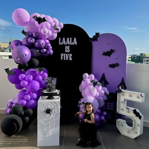 Isndare Purple Black Balloons, 12 Inch Dark Purple Light Balloons with Metallic Purple Confetti Latex Balloon Set for Girls Women Halloween Birthday Bridal Shower Wedding Party Decorations Is-02 - Image 3