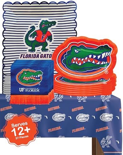 Florida Gator Party Supplies, Birthday Decorations, Plates & Napkins 37 Pc by PartyKandyDecorGifts