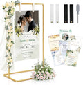 Wedding Sign Holder - Adjustable Welcome to Our Wedding Sign Stand Stand with 39 Premium Templates & Leather Straps, 64"x 30"x 20" Heavy Duty Easel Stand for Sign Display Poster, Wedding, Birthday by LIFEGOO