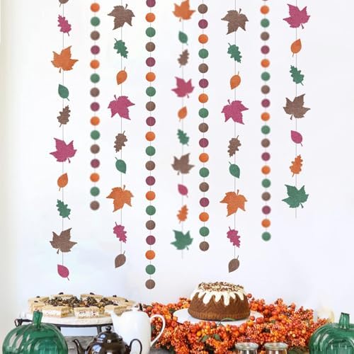 Cheerland Fall Leaf Party Decorations Thanksgiving Garland Backdrop Maple Leaves for Autumn Weddings Woodland Baby Shower Fall Birthday and Harvest Festival Hanging Decor Office Party Supplies by Cheerland