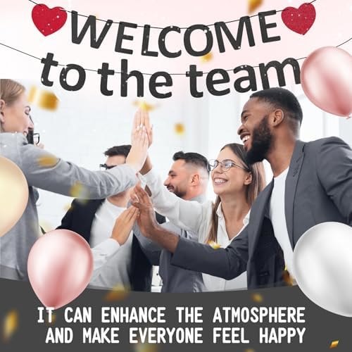 Pre-Strung Glitter Welcome to the Team Banner Welcome Banner Welcome Decorations for Office New Hire Events Corporate Onboarding & Team Building Parties (Black) - Image 7