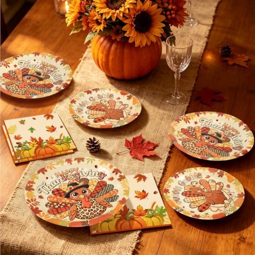 72PCS Thanksgiving Party Plates and Napkins, Fall Turkey Party Supplies - Image 4