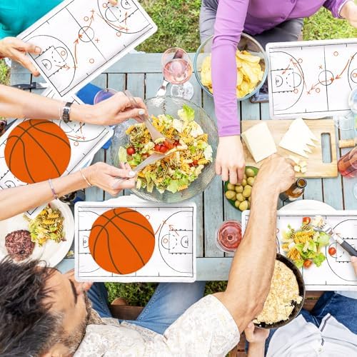 Whaline 90Pcs Basketball Plates Napkin Set Basketball Court Paper Plates Orange Sport Ball Disposable Napkins for Sport Birthday Tableware Supplies, Serves 40 - Image 6
