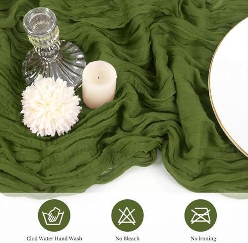 10 Pack Cheesecloth Table Runner 20 x 120 in, Olive Green - Image 4