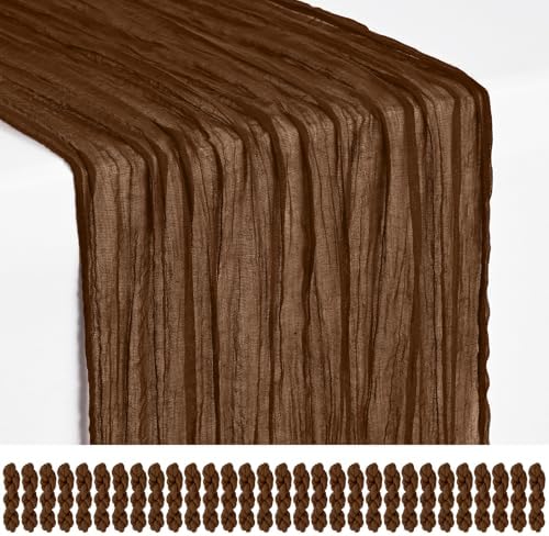 30 Pack Brown Cheesecloth Table Runner 17x108 Inches Boho Home Decor by Showgeous