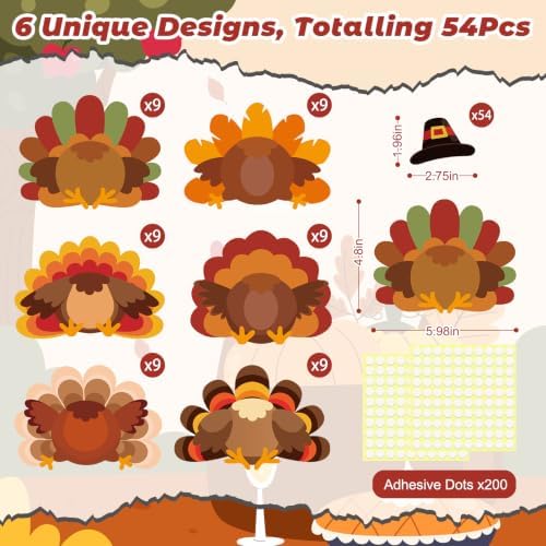54Pcs Turkey Cutouts Thanksgiving Bulletin Board Decorations - Image 2