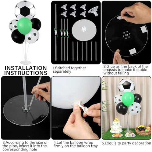 Naozinebi 4 Sets Soccer Birthday Party Balloons Stand Kit Party Decor - Image 3
