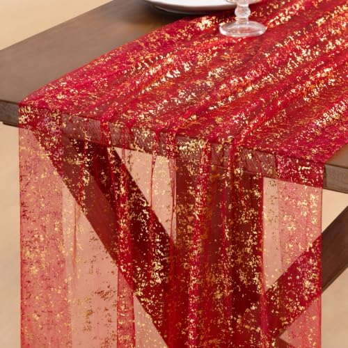 Gold Gauze Table Runner Glitter Fall Wedding Birthday Party Table Decor by Socomi