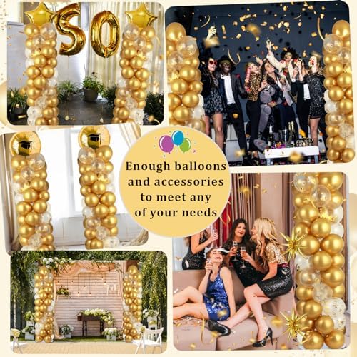 ZOIIWA 2 Sets Balloon Column Stand Kit Balloon Tower with Bases（Gold） - Image 6