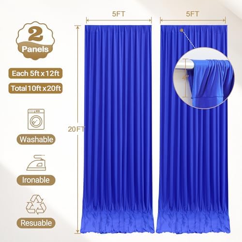 10x12ft Royal Blue Backdrop Curtain Panels for Parties - Wrinkle Free Polyester Photo Curtain Backdrop Wedding Back Drop Fabric Drapes for Party Decorations Background for Photography - Image 5