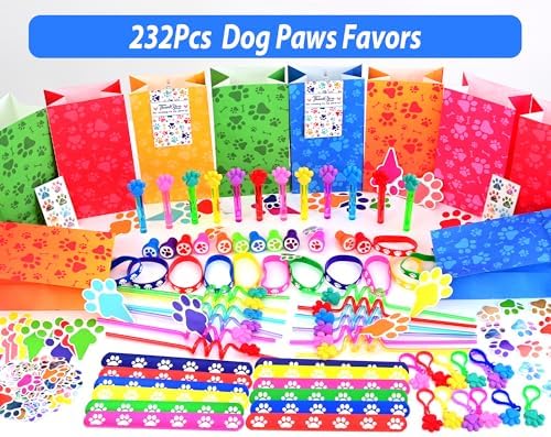 PLOUGVI 232Pcs Paw Print Party Favors Supplies Decorations for for Kids Birthday Blue Puppy Theme Birthday Party Favors Goodie Bag Stuffer Pinata Filler Birthday Gifts - Image 2