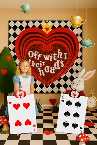 Alice Party Decorations,Trunk or Treat Car Decorations Kit for SUV ,Wonderland Backdrop&Queen of Hearts Solider Stand Cards for Themed Tea&Birthday Party Costume Kits (Red) - Image 4