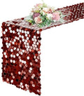Pufogu Burgundy Glitter Premium Sequin Table Runner, 12" x 108", Rectangle, Multi-Purpose for Halloween, Christmas, Wedding, Birthday, Banquet Decor (1 Pack) by Pufogu