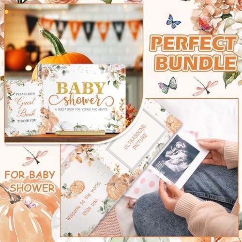 Fuyoooo 27 Pcs Little Pumpkin Baby Shower Guest Book Baby Shower Sign - Image 5