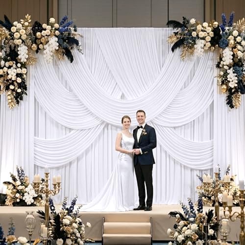 NSSONBEN 10x10 ft Wrinkle Free White Backdrop Curtains for Parties, Polyester Photo Backdrop Drapes 2 Panels 5x10ft for Wedding Birthday Party Photography Background Indoor Outdoor - Image 5