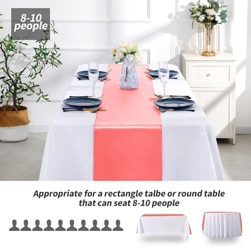 SiinvdaBZX 4 Pcs Coral Satin Table Runner 12 x 108 inches Long - Image 3