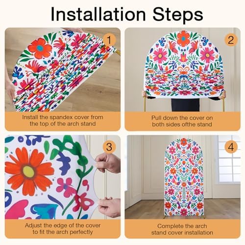Set of 3 Arch Backdrop Cover Mexican Style 7.2ft 6.6ft 6ft Spandex Wrinkle Free Fitted Arch Background Top Chiara Arch Cover for Wedding Birthday Party Photography Arch Background - Image 7
