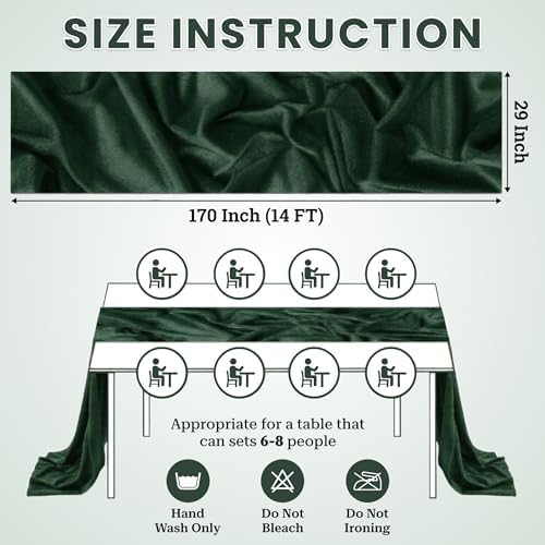 Pack of 12 Chiffon Table Runners 29 x 120 Inch, 14FT Long - Hunter Green - Image 3