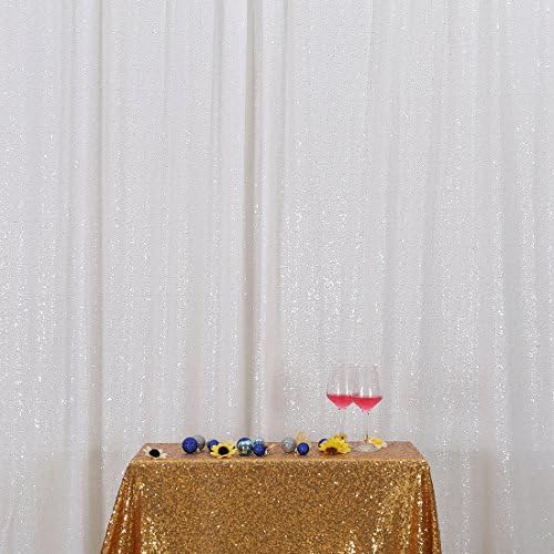Poise3EHome White Sequin Backdrop, 10Ft x 10Ft Glitter Photography Background Curtains, Sequence Drapes for Party Baby Shower Wedding Birthday Christmas Thanksgiving Halloween Decoration by Poise3EHome