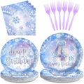 96Pcs Frozen Party Supplies Plates Winter Onderland 4th Birthday Plates by Grencian
