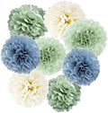 Tissue Paper Pom Poms Kit Paper Flowers 12pieces for Baby Shower Wedding Bridal Bachelorette Birthday Party Decorations (Dusty Blue + Pastel Sage Green) by Bamonos