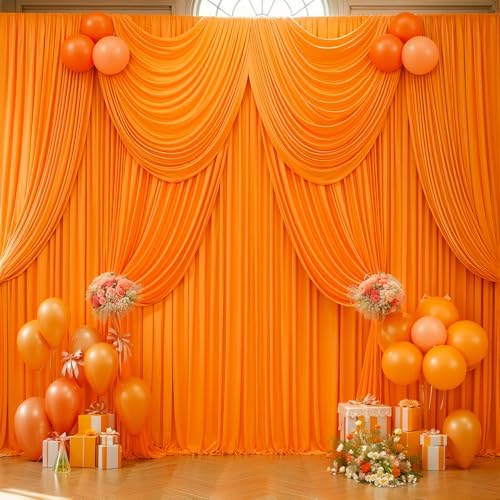 30x10ft Orange Backdrop Curtain Panels for Parties - Wrinkle Free Polyester Photo Curtain Backdrop Wedding Back Drop Fabric Drapes for Party Decorations Background for Photography by WishCare
