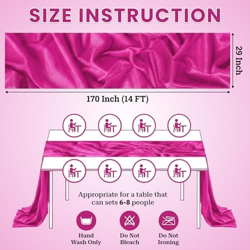 Pack of 20 Chiffon Table Runners 29 x 120 Inch, 14FT Long - Magenta - Image 3