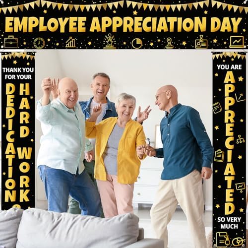 Smoothnovelty 3 Pcs Gold Employee Appreciation Day Banner - Image 6